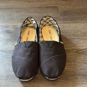 Toms Black Canvas Slip-On Loafers